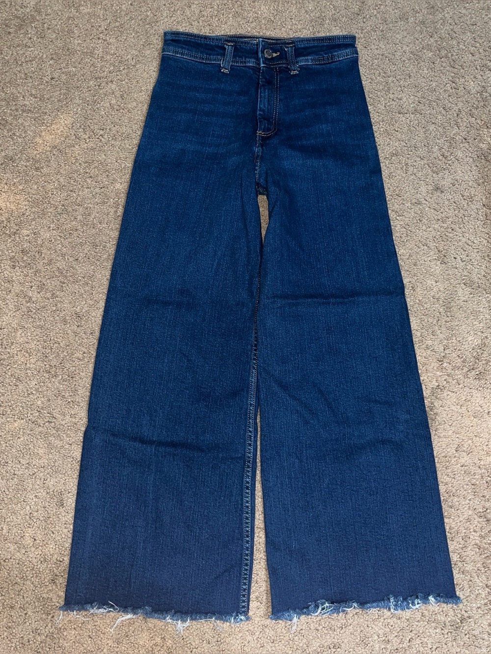 Zara Marine (Sailor) Wide Straight High Waisted Jeans Blue 6 - Picture 2 of 5